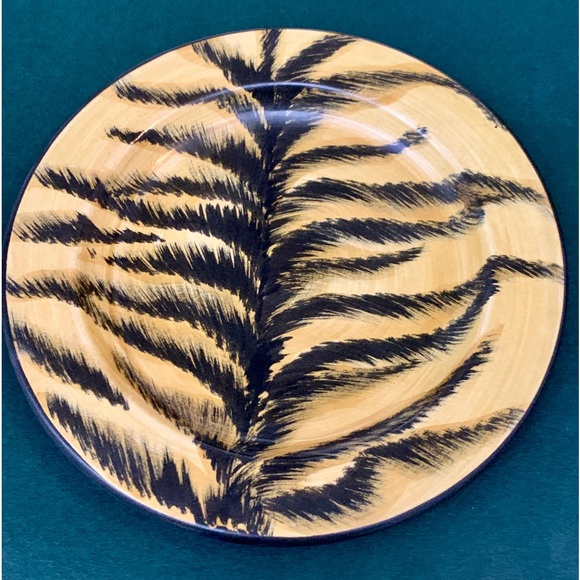 1996 Vintage Laurie Gates Safari Animal Print Tiger Salad Plate - Picture 7 of 10